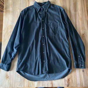 Eddie Bauer Dark Green Corduroy Button Down Shirt Mens Size Large Tall